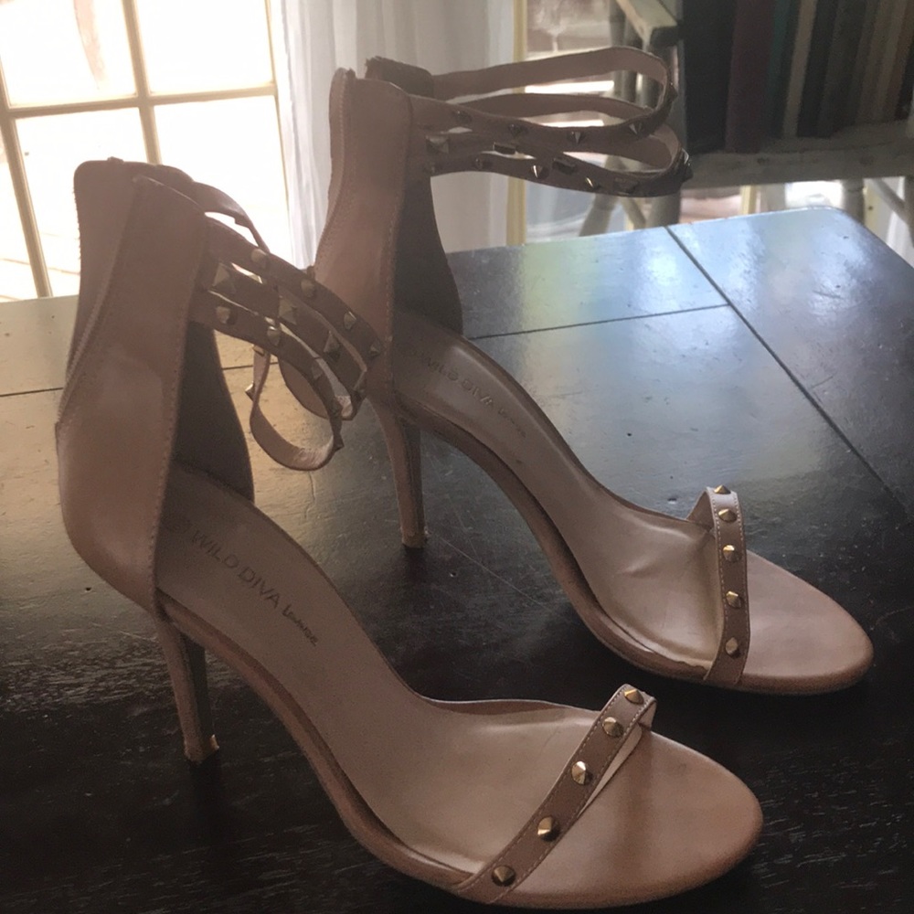 Rose colored strapy heels